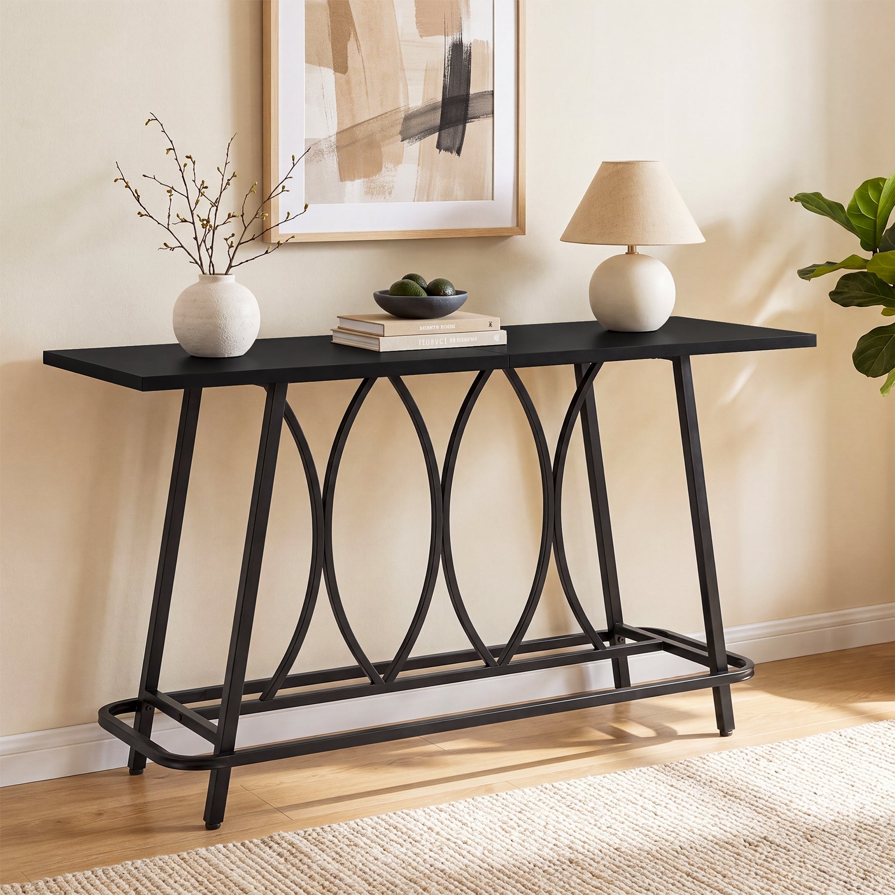 Tribesigns Console Moderne Longue 160 cm, Table Étroite Derrière Canapé avec Structure Métallique