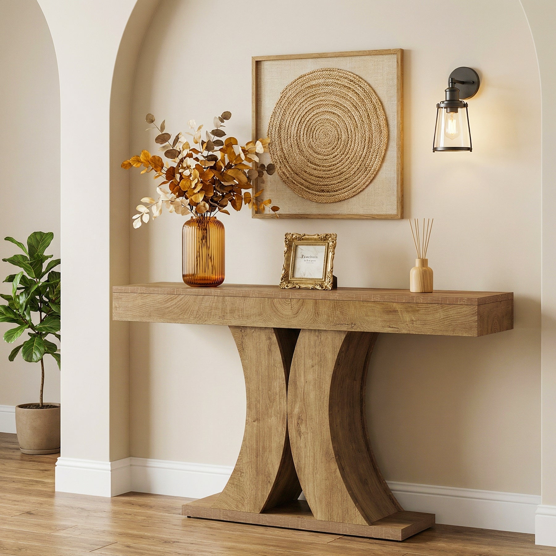 Tribesigns Console 150 cm, Table d'entrée étroite en bois pour salon
