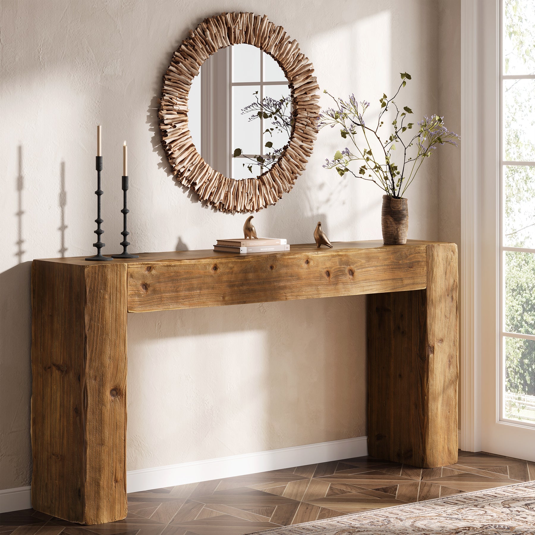 Tribesigns Console en bois de 160 cm, table de canapé rustique pour entrée