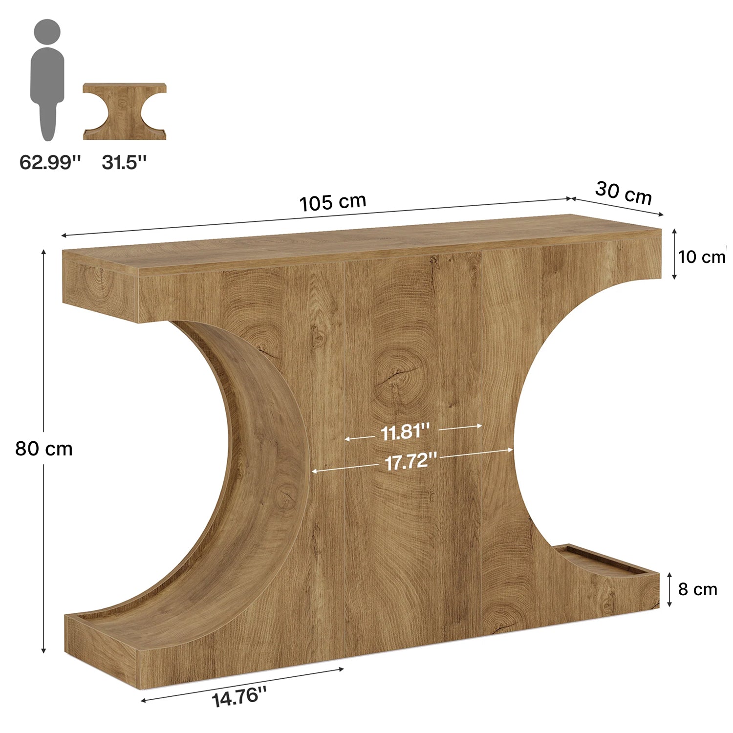 Tribesigns Console étroite de 105 cm de style campagnard, Table d'entrée avec piètement en C