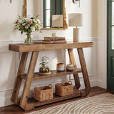 Tribesigns Console en bois massif de 105 cm avec 3 étagères, Style campagnard avec piètement en A 3