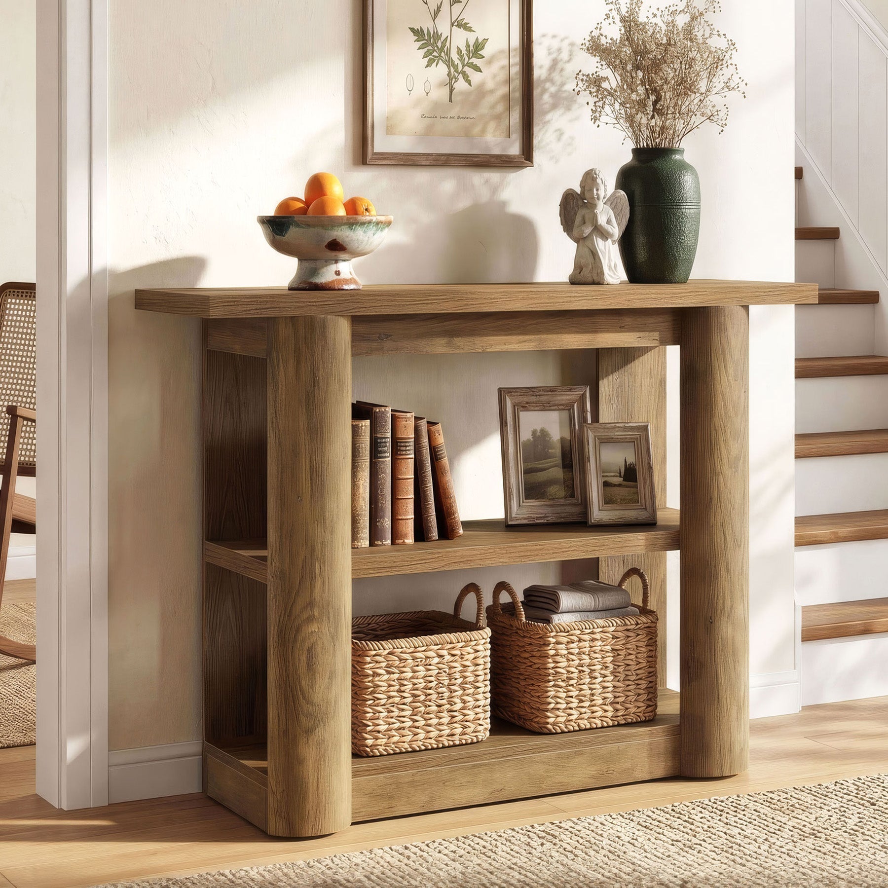 Tribesigns Console de 105 cm, Table d'entrée étroite avec 3 étagères et structure épaisse