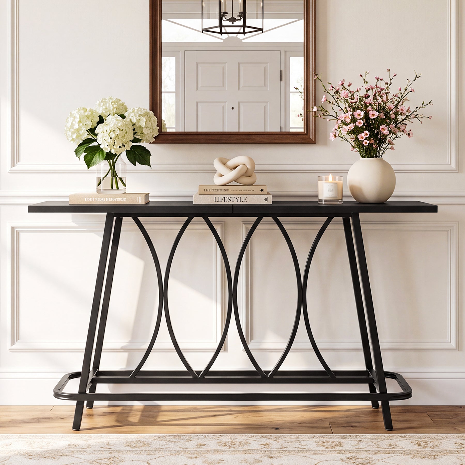 Tribesigns Console Moderne Longue 160 cm, Table Étroite Derrière Canapé avec Structure Métallique