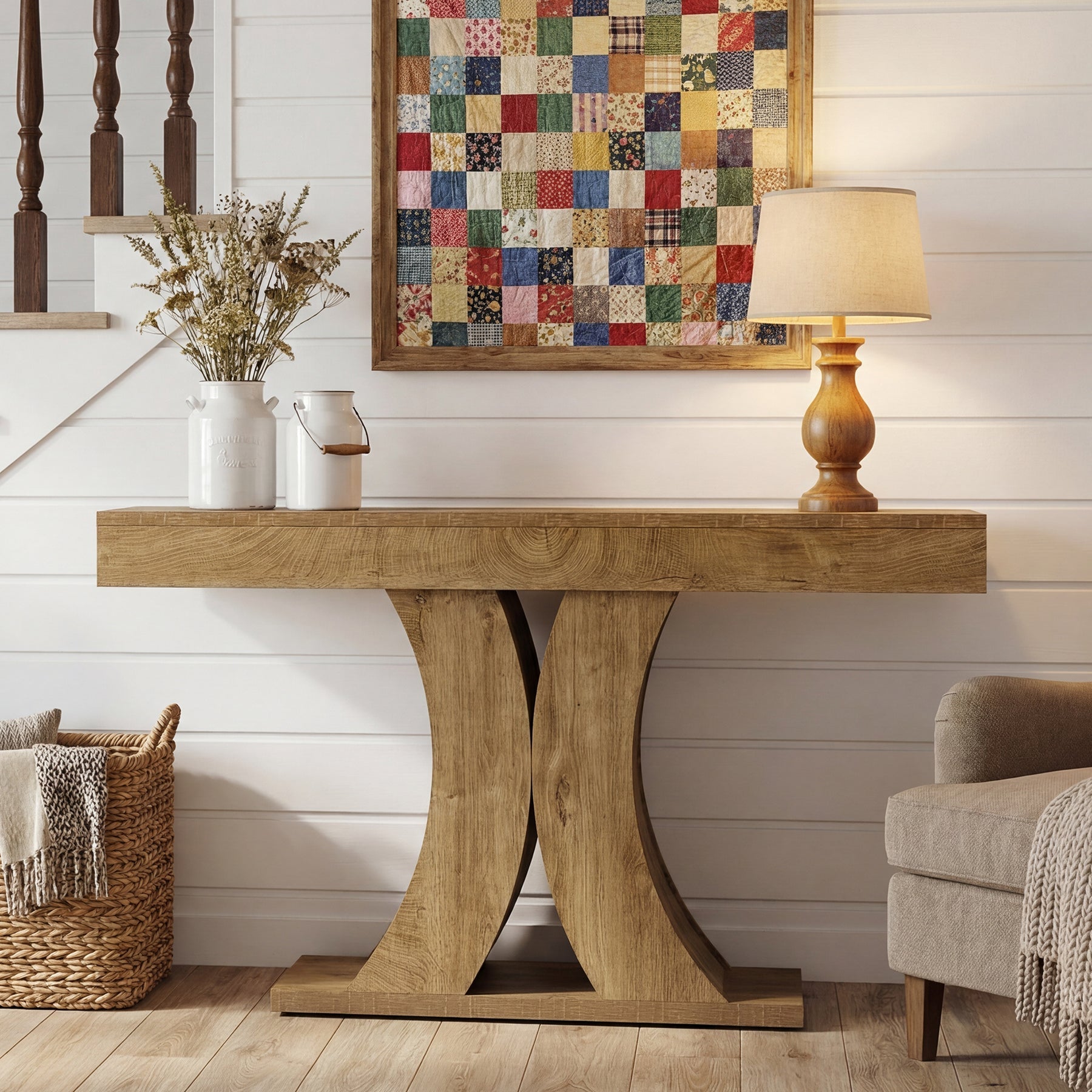 Tribesigns Console 150 cm, Table d'entrée étroite en bois pour salon