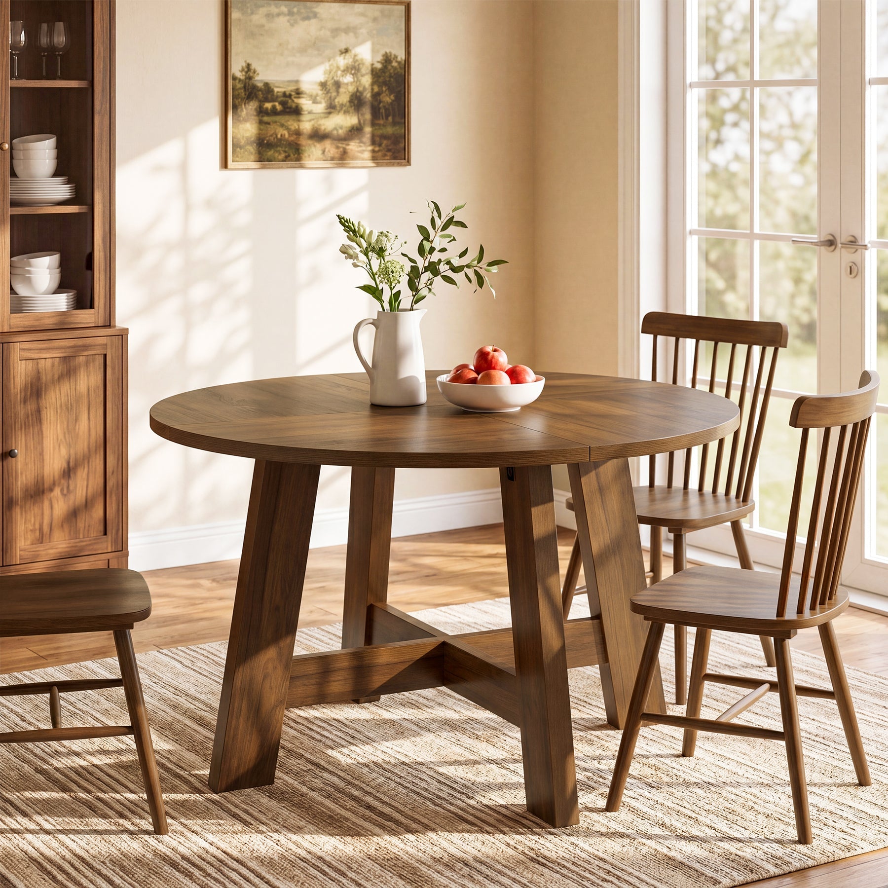 Tribesigns Table à manger de 118 cm avec traverse renforcée pour 4 à 6 personnes
