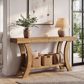 Tribesigns Console en Bois Massif 160 cm avec Étagère et Structure Arquée 3