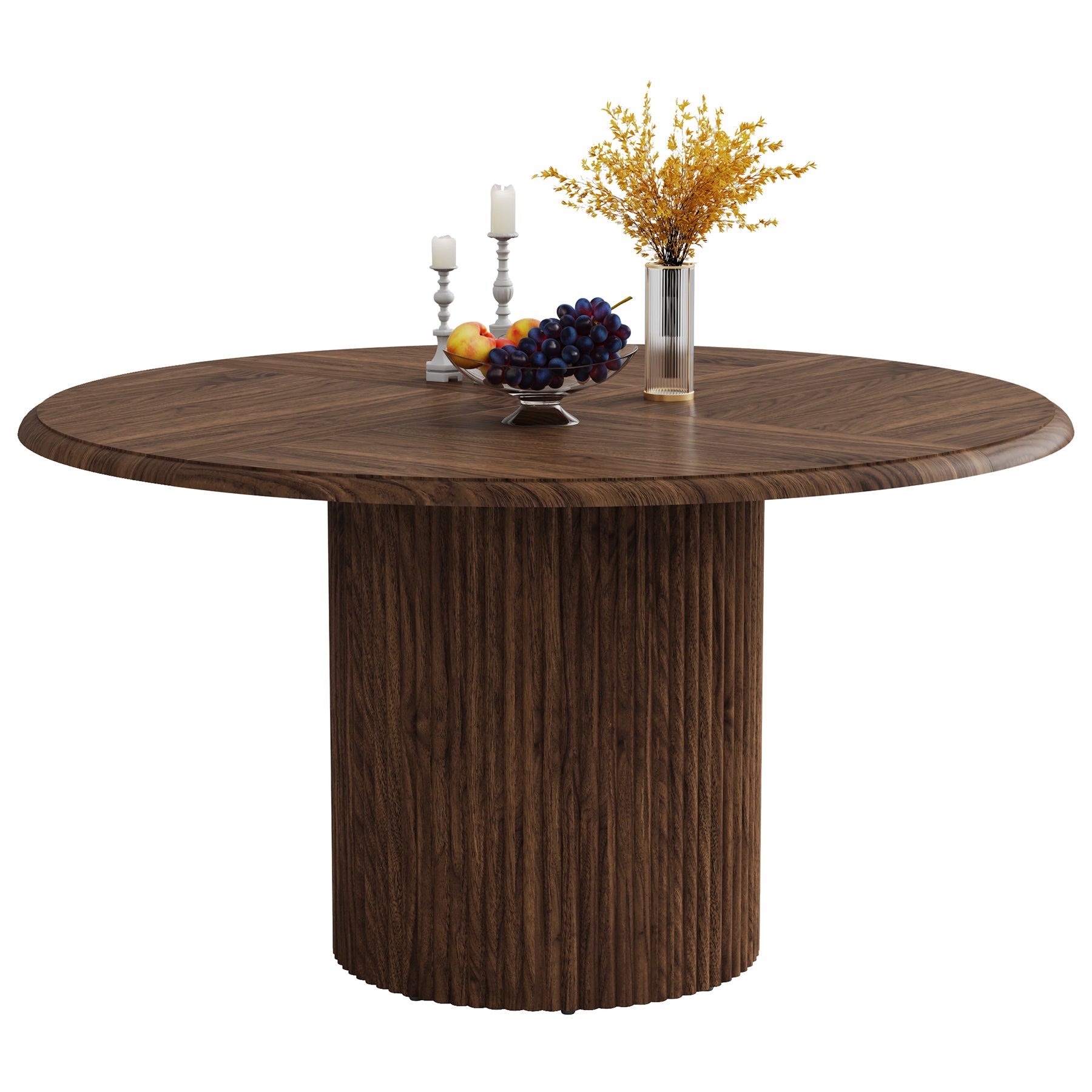 Tribesigns Table de salle à manger ronde, Table de cuisine de style campagnard de 120 cm avec piètement en métal pour 4 personnes
