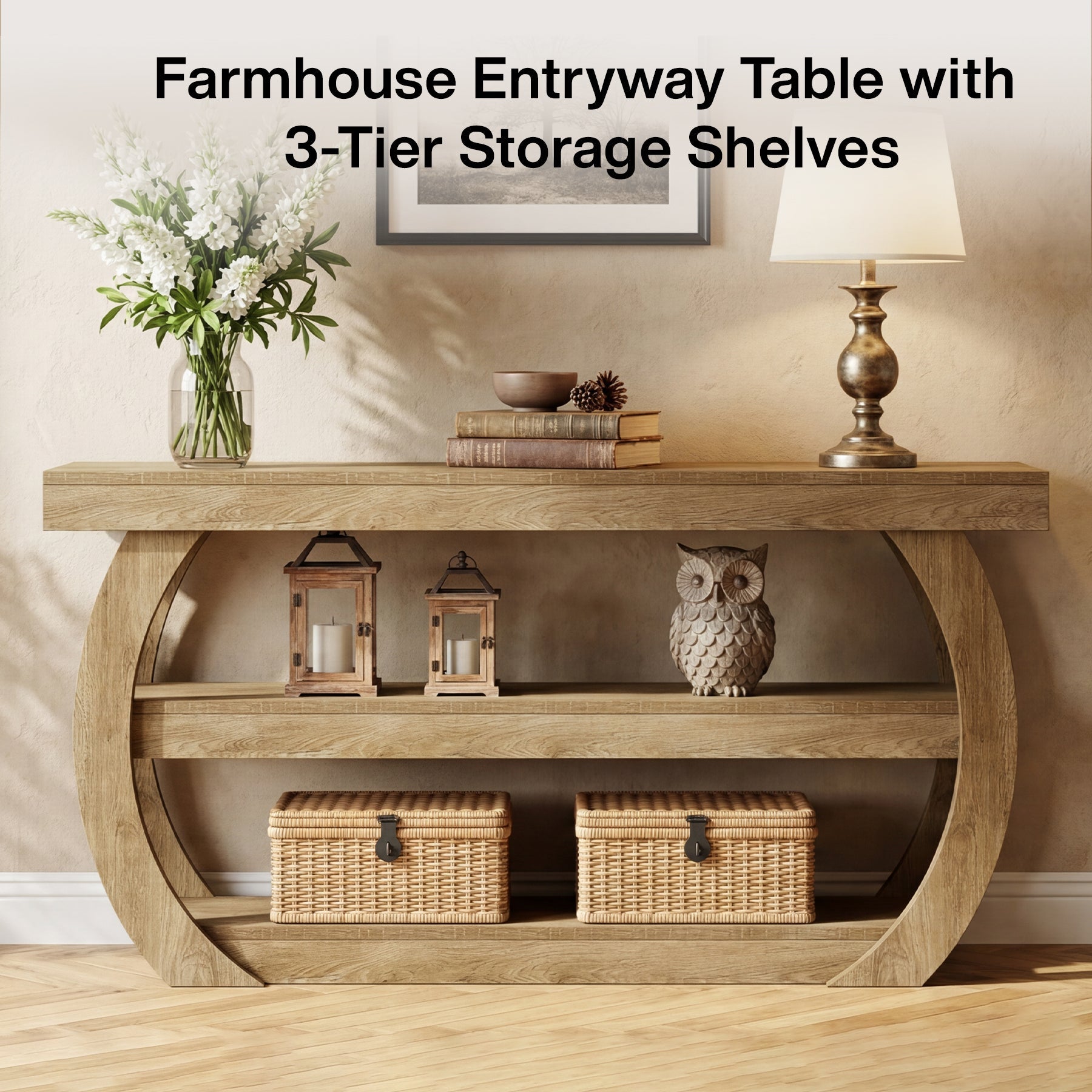 Tribesigns Console de 160 cm, table rectangulaire à 3 niveaux derrière canapé pour entrée