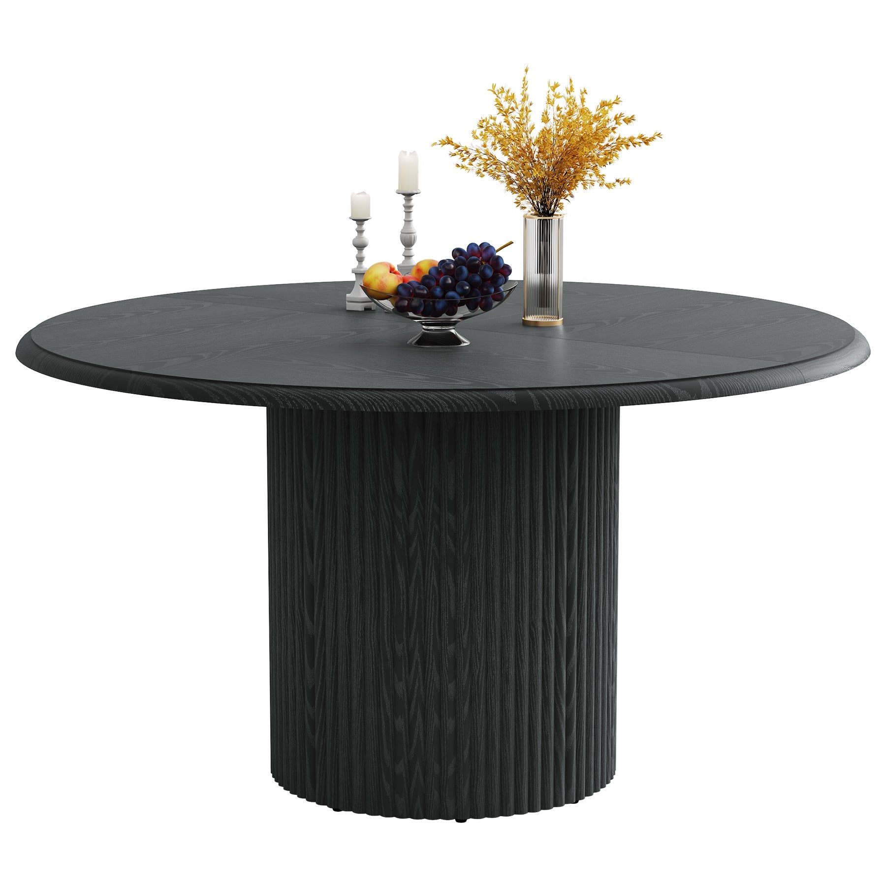 Tribesigns Table de salle à manger ronde, Table de cuisine de style campagnard de 120 cm avec piètement en métal pour 4 personnes