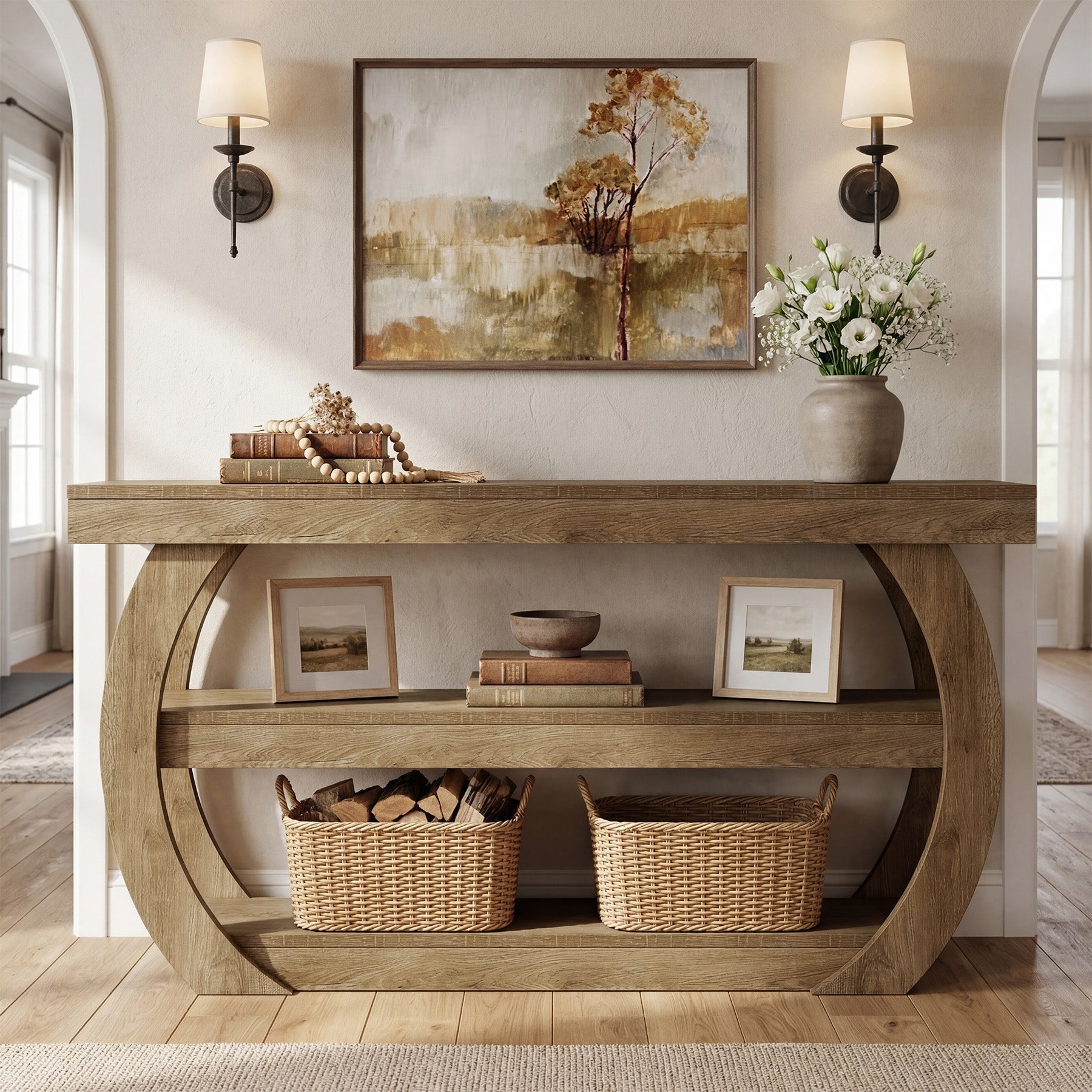 Tribesigns Console de 160 cm, table rectangulaire à 3 niveaux derrière canapé pour entrée