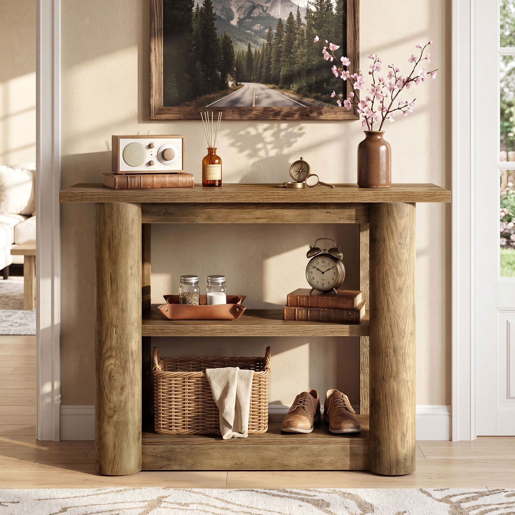 Tribesigns Console de 105 cm, Table d'entrée étroite avec 3 étagères et structure épaisse