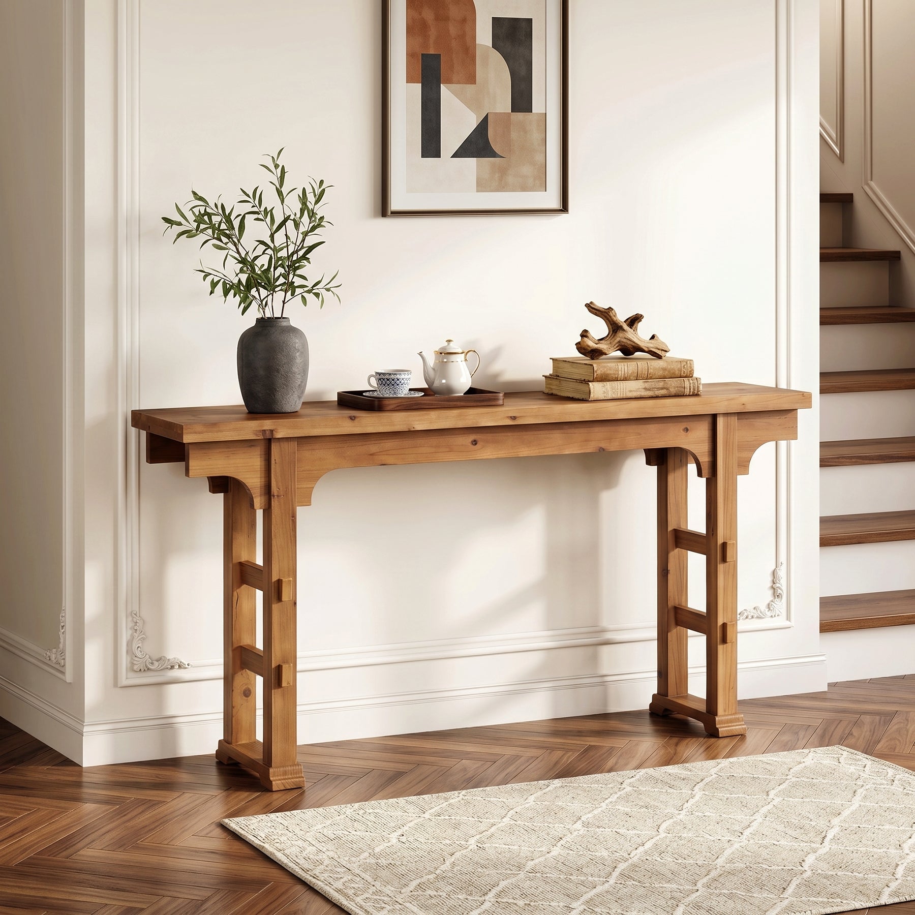Tribesigns Console d’Entrée Industrielle en Bois et Métal, 160 x 30 x 85 cm