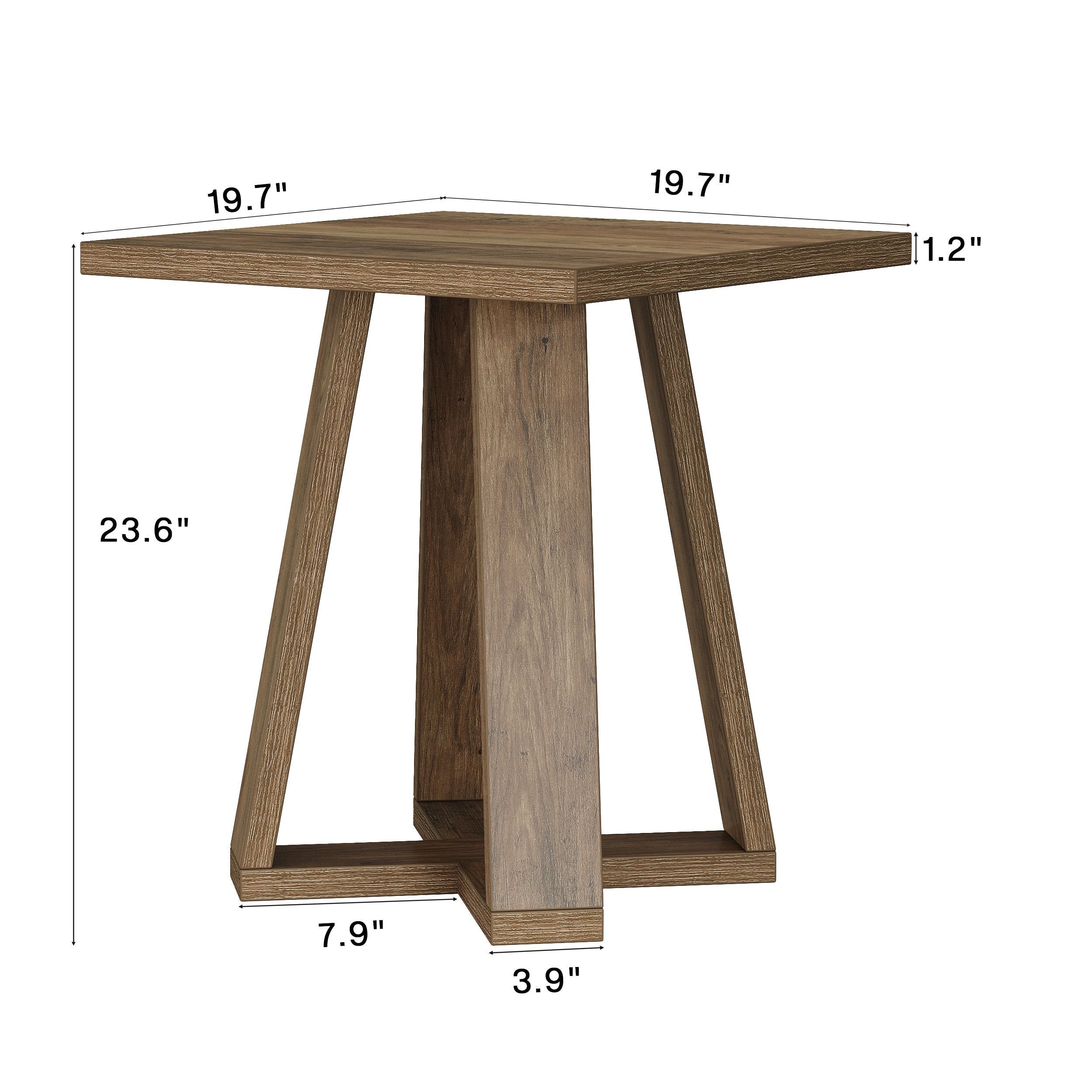 Tribesigns Table d’Appoint Carrée Style Rustique avec Base Croisée