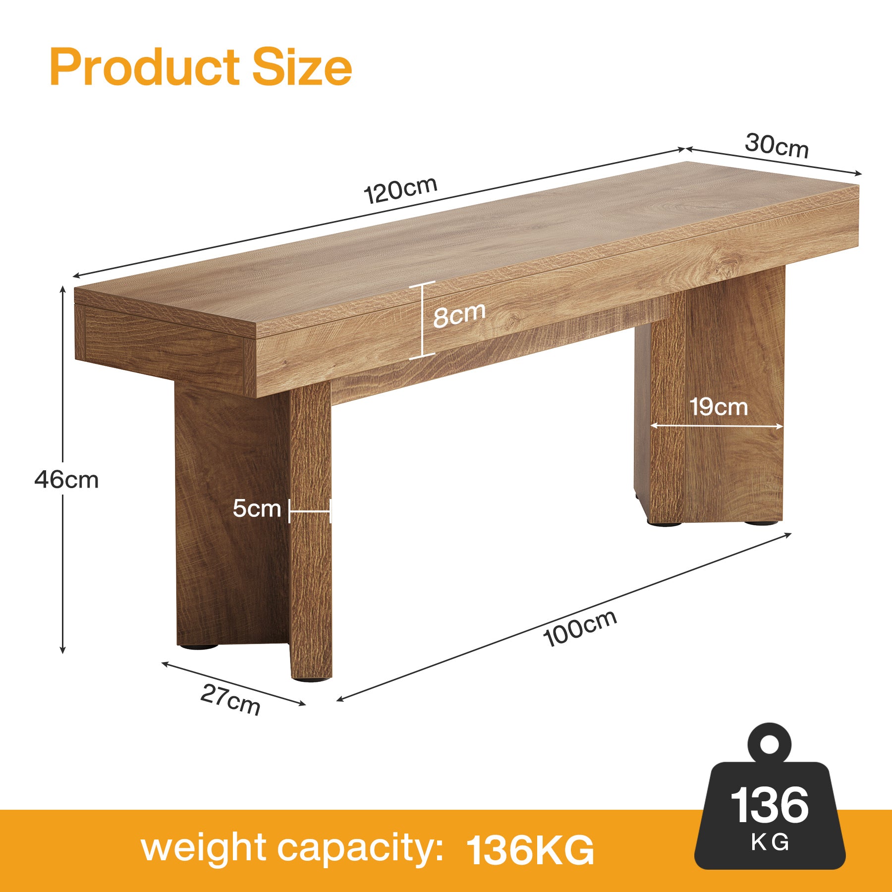 Tribesigns Banc d’Entrée en Bois 120 cm pour Intérieur