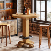 Tribesigns Table de Bar Ronde en Bois Massif, Table de Bistro Haute 95 cm 3