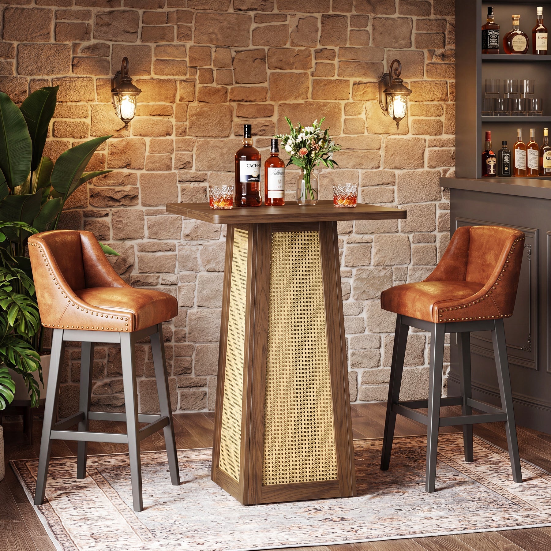 Tribesigns Table de Bistrot Carrée 80 x 80 cm, Table à Manger avec Pied Central, Idéale pour Bar à Domicile