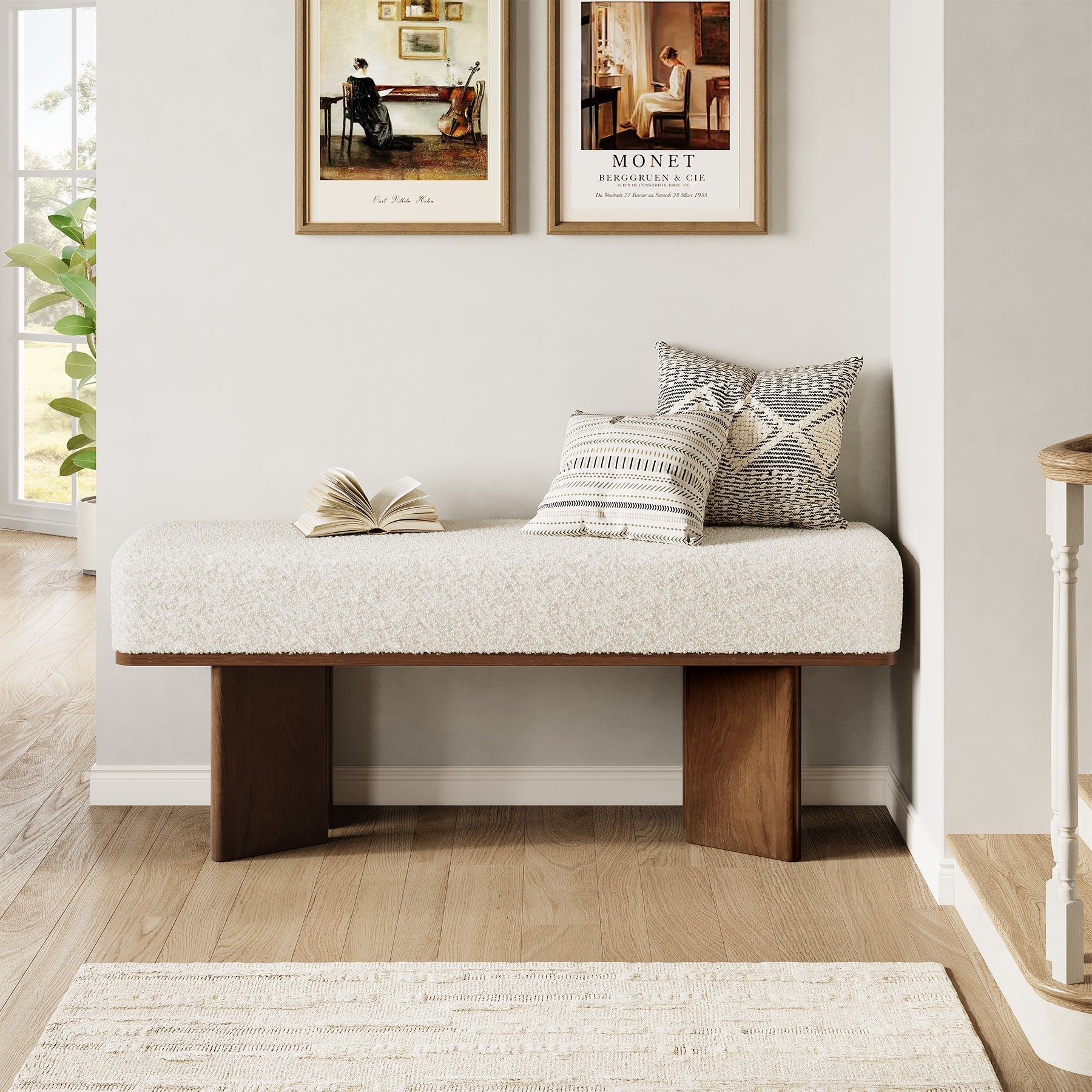 Tribesigns Banc de rangement, Étagère à chaussures de 120 cm Tabouret de lit avec coussin
