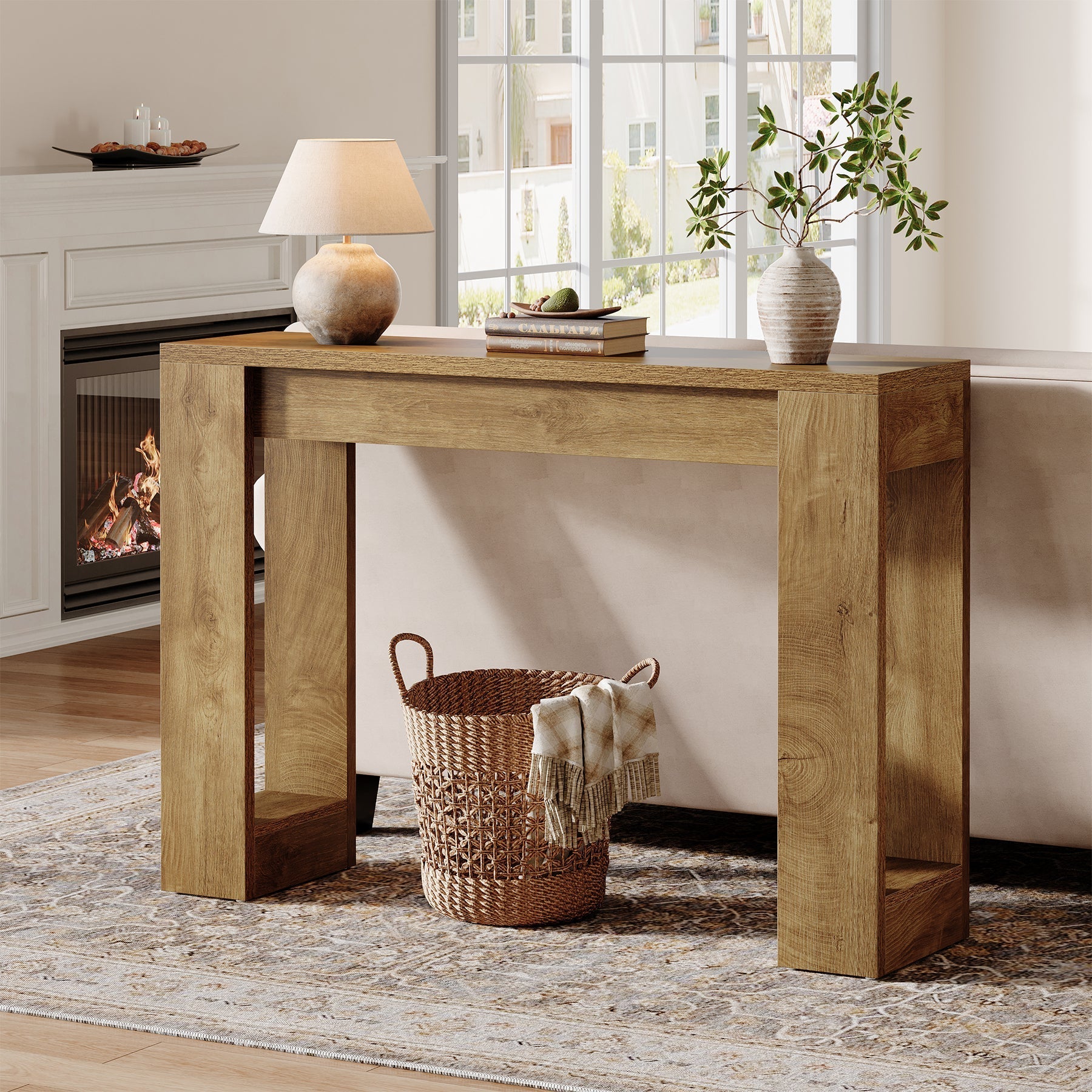 Tribesigns Smalle Sidetable van 105 cm, Rustieke Consiletafel voor Hal en Woonkamer