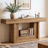 TribesignsConsole étroite en bois massif de 160 cm, Style campagne avec piètement en U et étagère 3