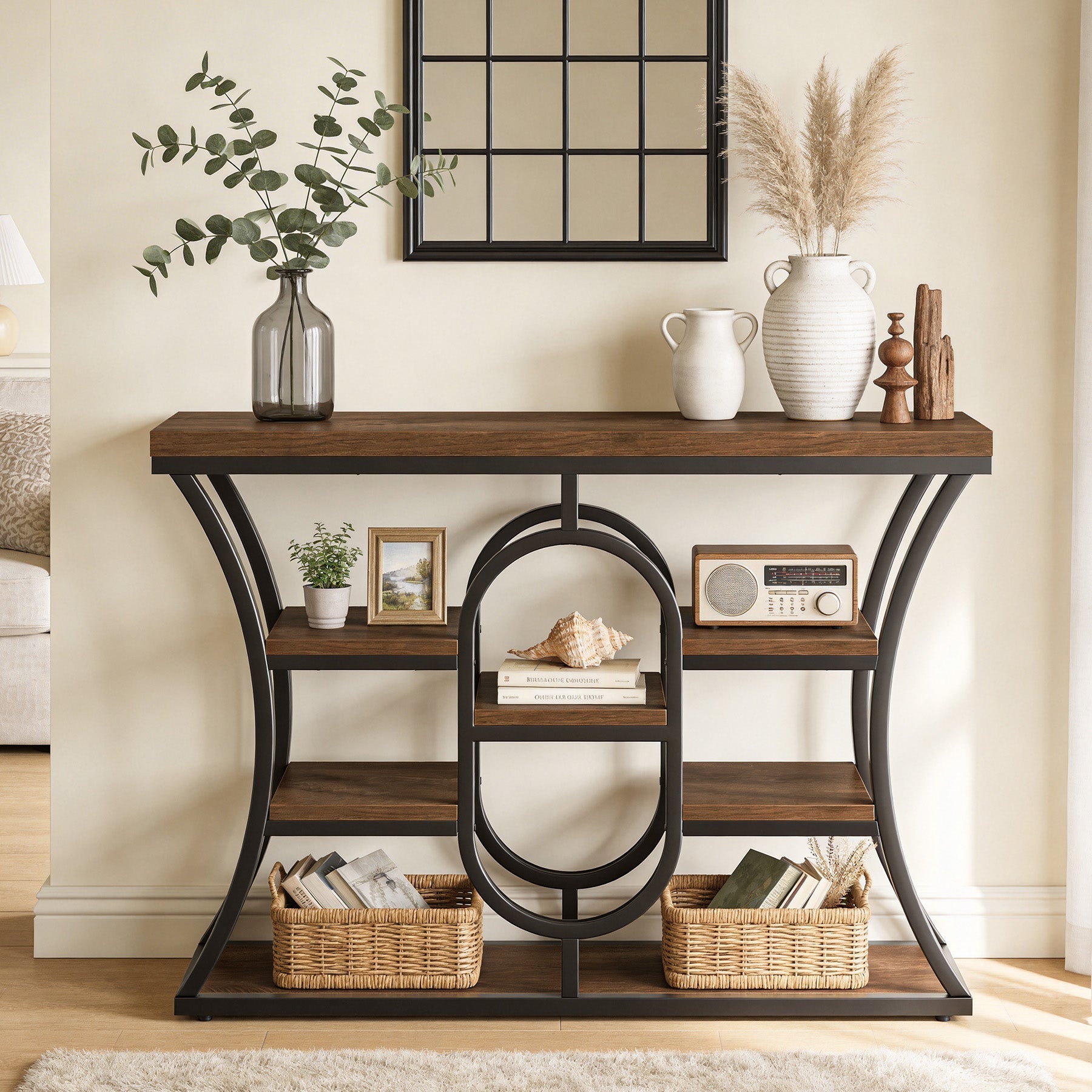 Tribesigns Smalle Console Tafel 105 cm, 5-laags Bijzettafel in Industriële Stijl