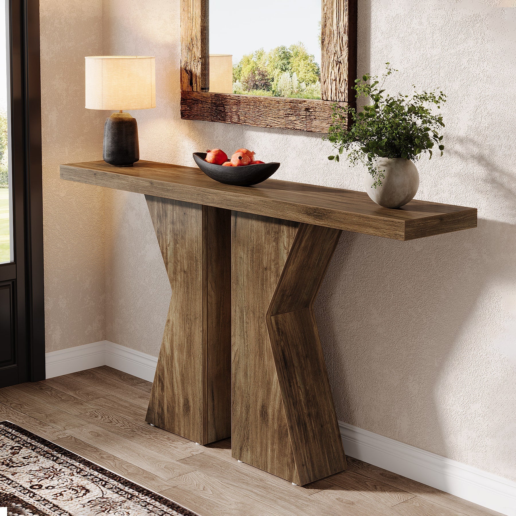 Tribesigns Houten Consoletafel, Bankhaltafel met K-vormig frame