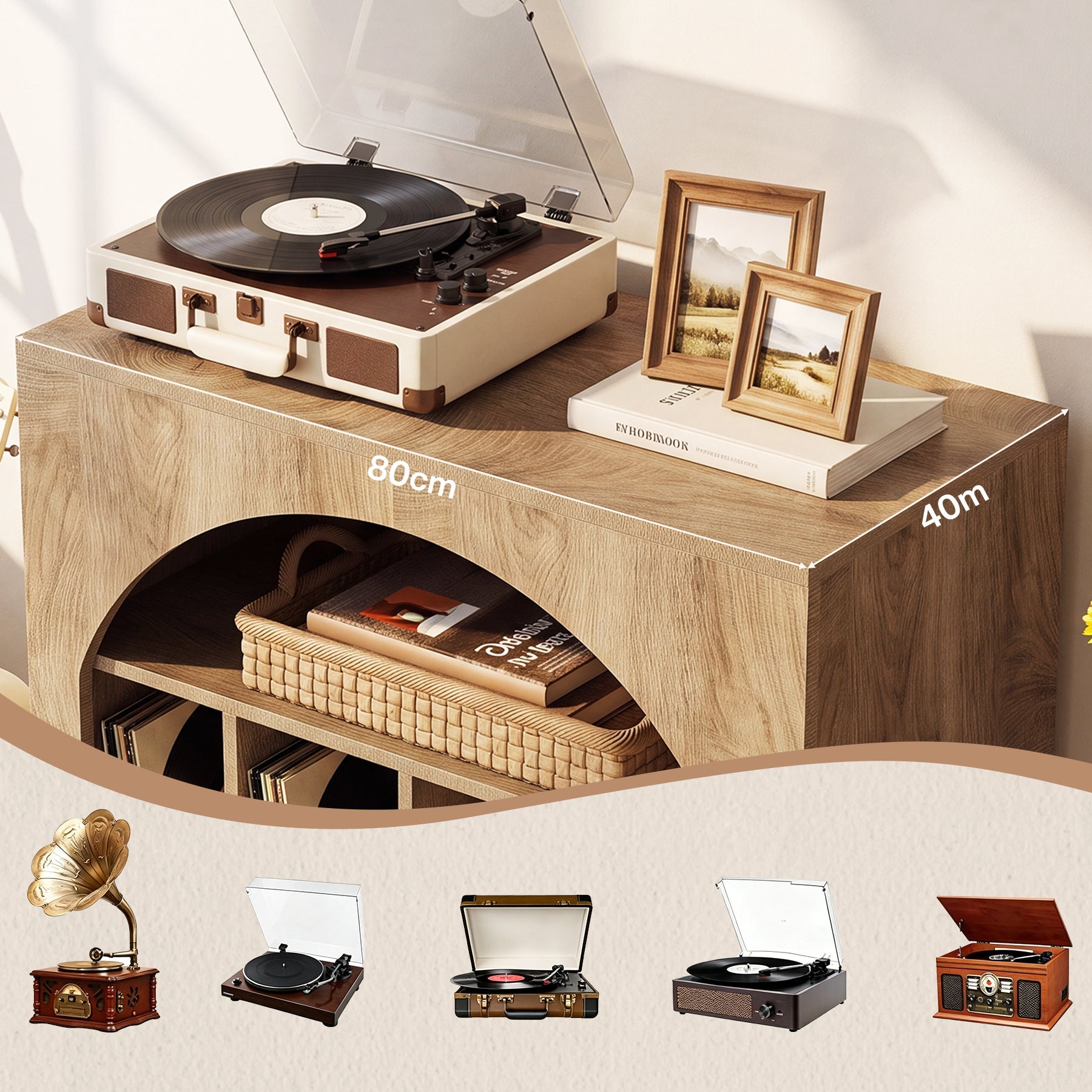 Tribesigns Meuble pour Platine Vinyle avec Rangement pour Disques