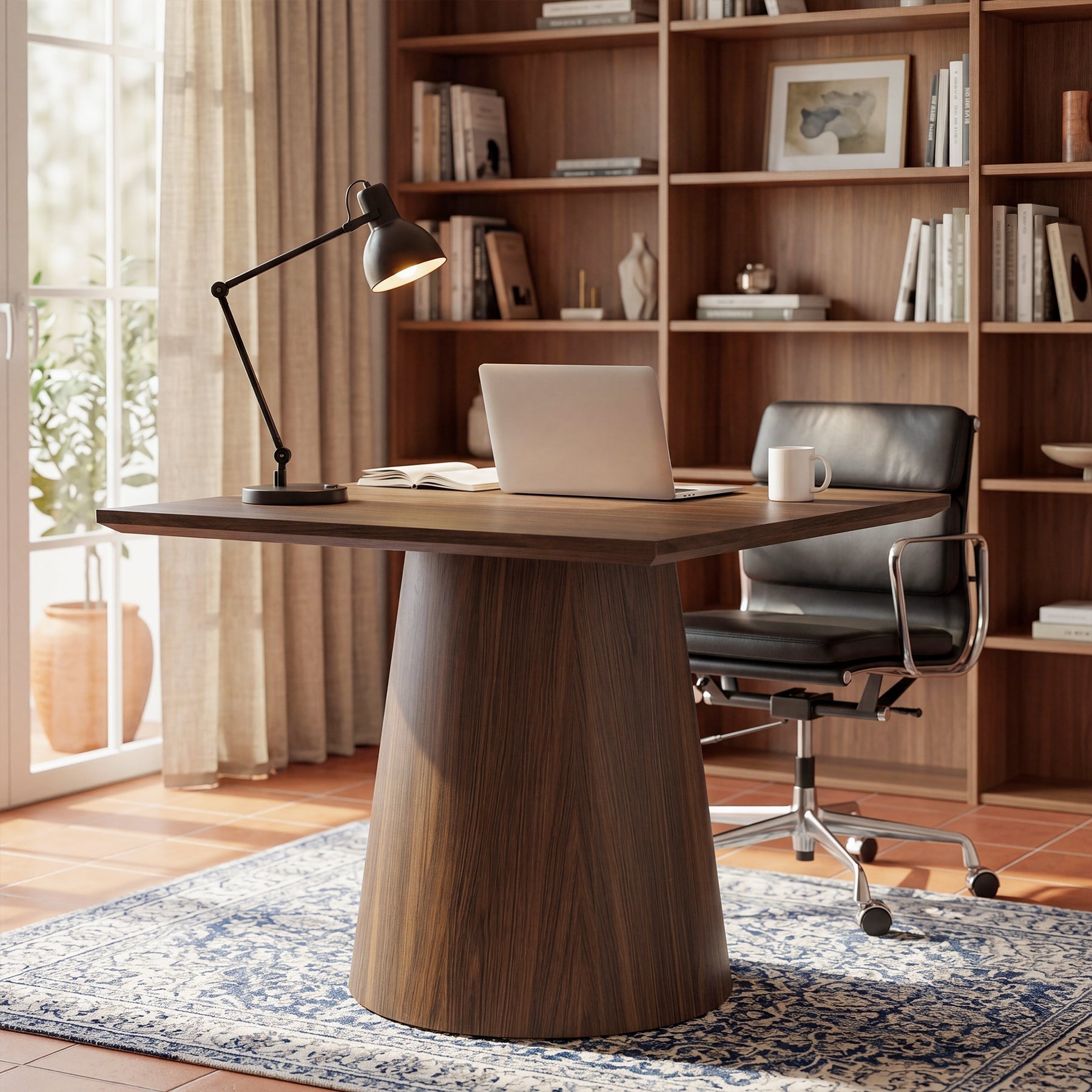 Tribesigns Table de conférence carrée de 80 cm avec plateau épais, Table de bureau en bois pour 4 personnes