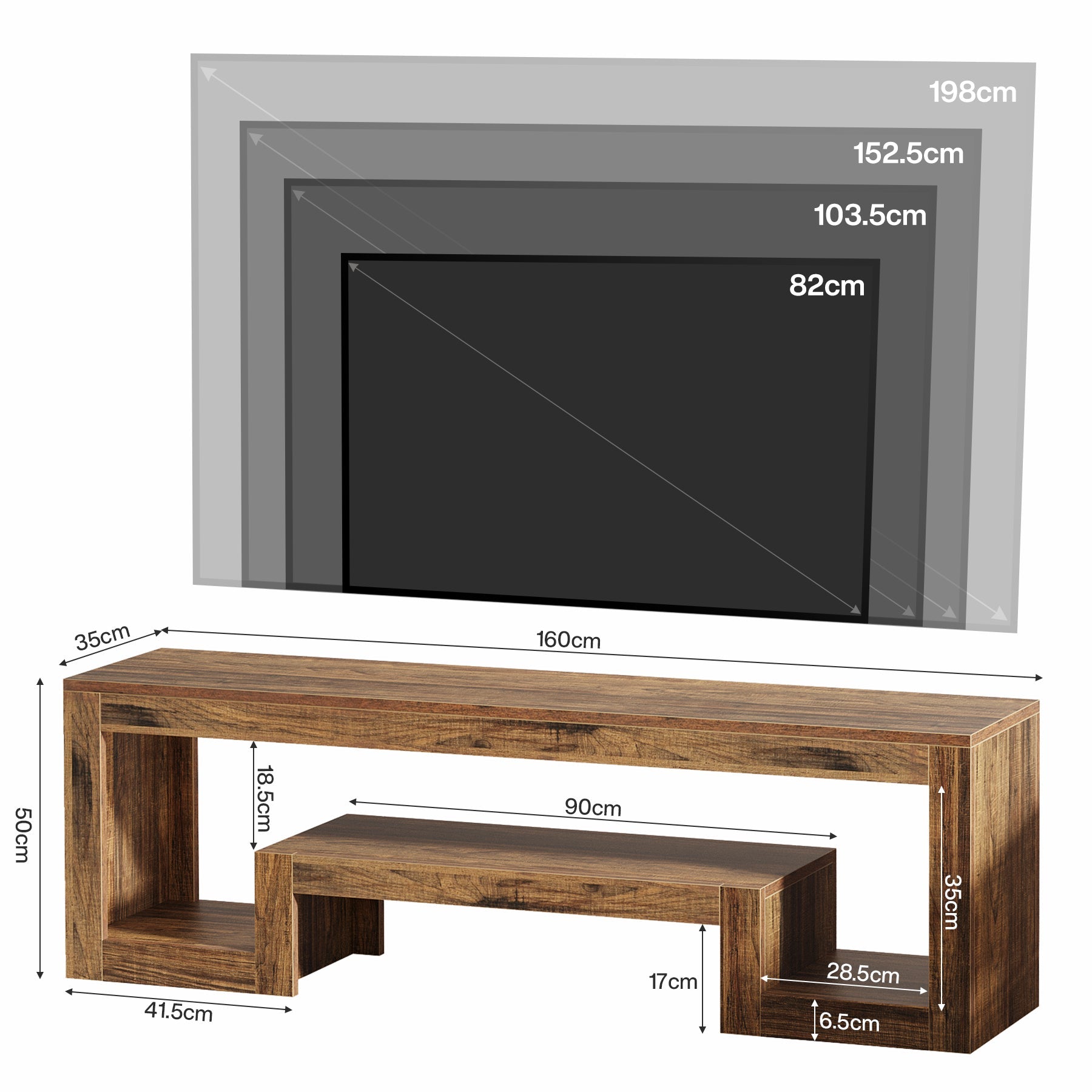 Tribesigns Tv-meubel van 63 inch voor 55/60/65 inch televisies, Farmhouse Entertainmentcenter