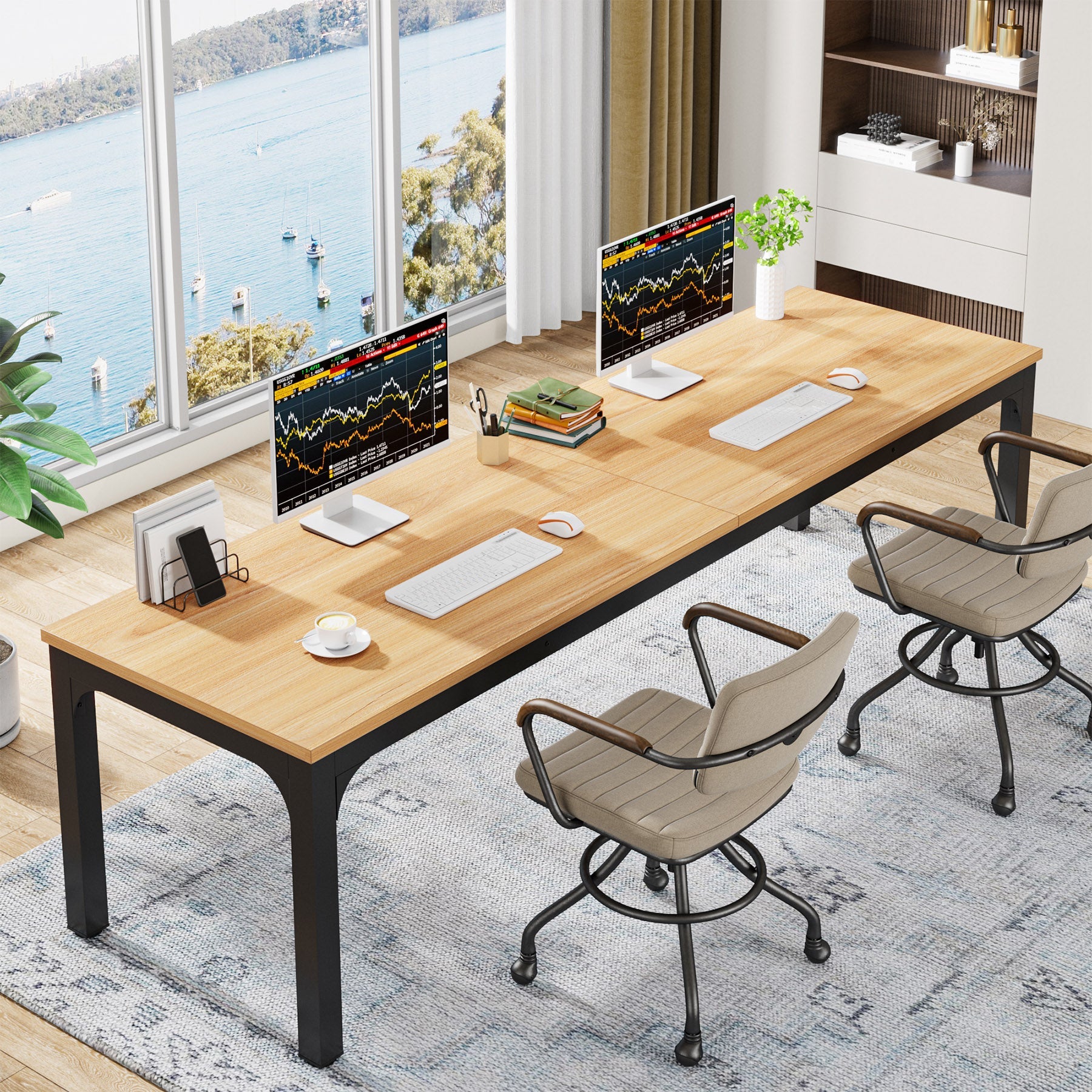 Tribesigns Bureau d'ordinateur, Bureau informatique Table longue pour deux