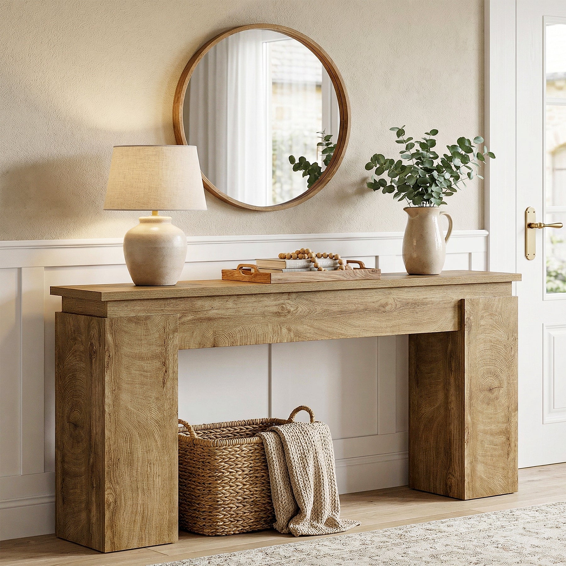 Tribesigns Smalle Console (160 cm), Haltafel of Banktafel in Boerenstijl met Opbergrek