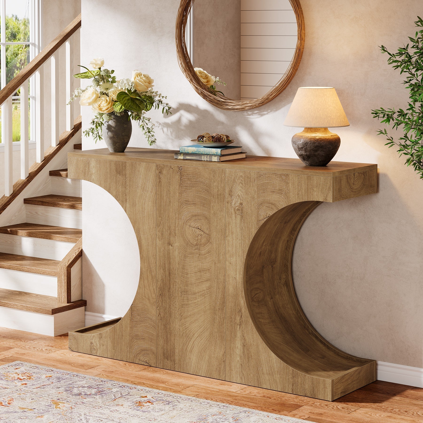 Tribesigns Console étroite de 105 cm de style campagnard, Table d'entrée avec piètement en C