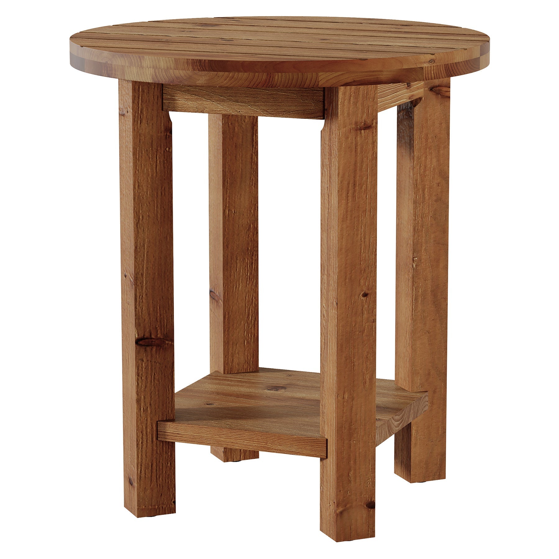 Tribesigns Table d’Appoint Ronde à 2 Niveaux en Bois Massif avec Plateau Rainuré Texturé