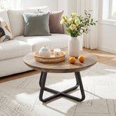 Tribesigns Table Basse Ronde 80 cm, Style Industriel avec Pieds en Métal 3