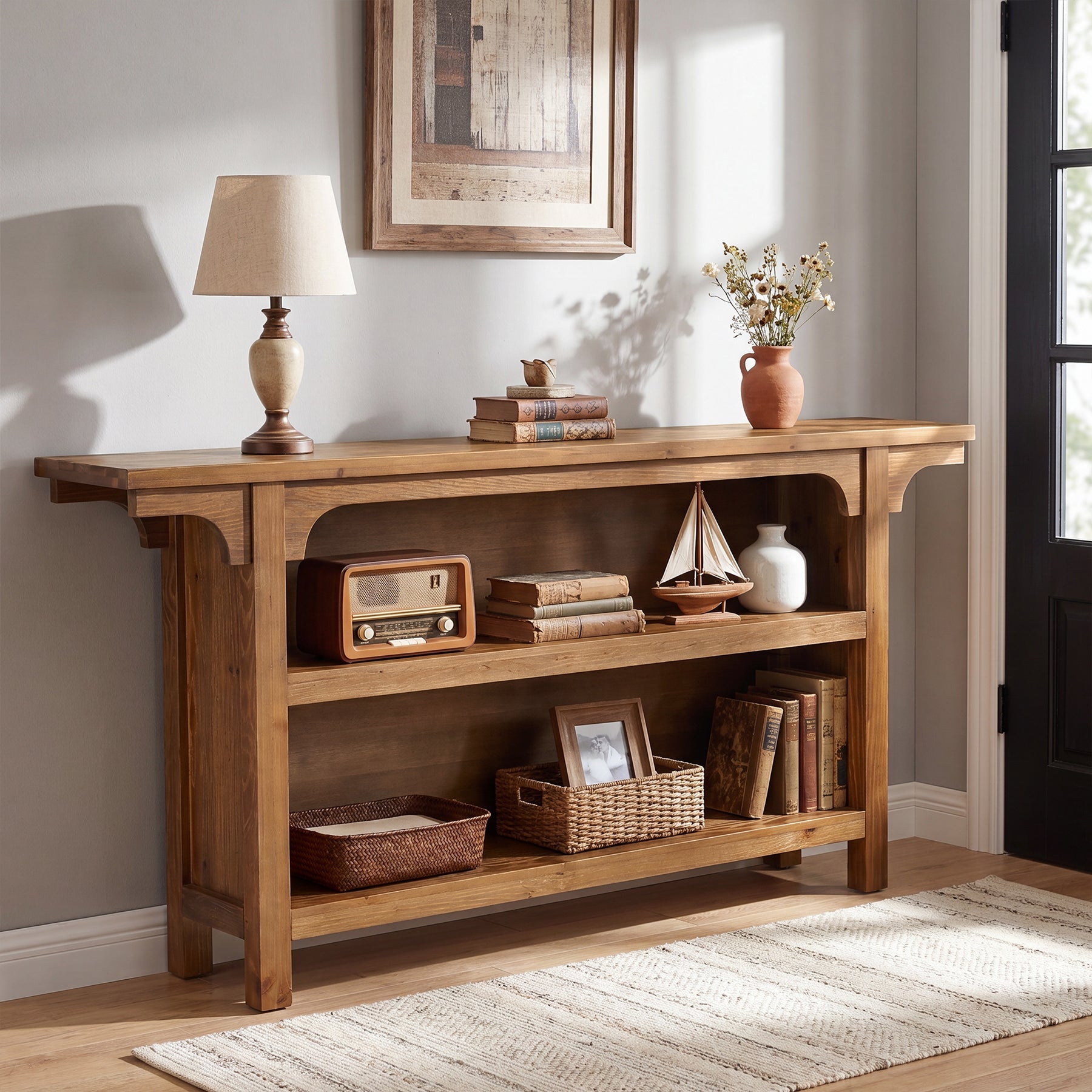 Tribesigns Console 160 cm, Table Étroite à 3 Niveaux avec Étagères pour Entrée