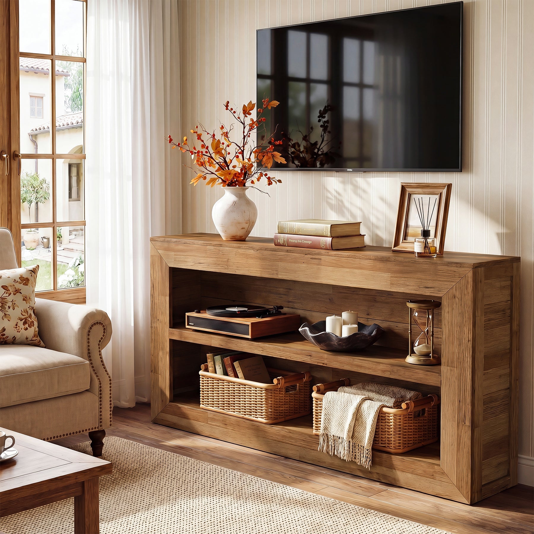 Tribesigns Console de 160 cm, Table de Canapé avec Rangement Ouvert à 2 Niveaux