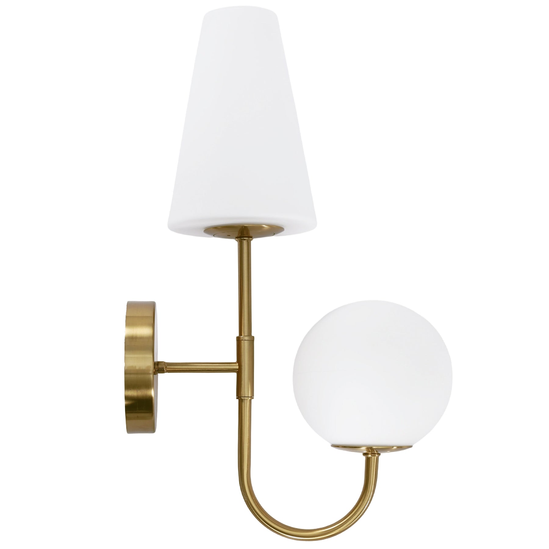 Tribesigns Applique murale d'intérieur, lampe murale dorée avec abat-jour en verre dépoli
