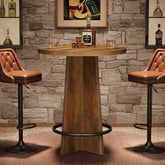 Tribesigns Bartafel 80 cm, Houten Bistrotafel met metalen ringvormige voetensteun 3