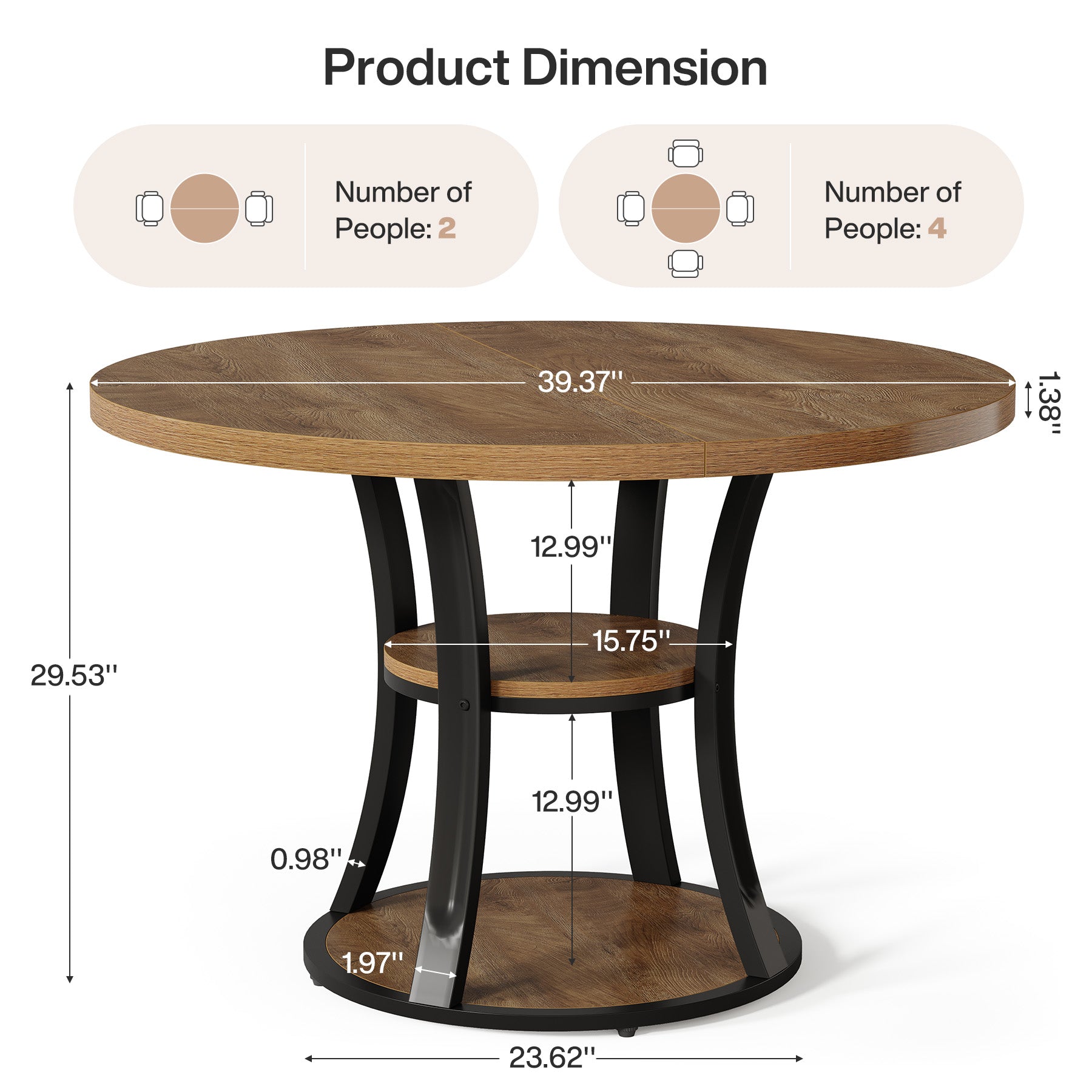 Tribesigns Table de conférence compacte de 100 cm, Table de réunion ronde moderne pour 2 à 4 personnes