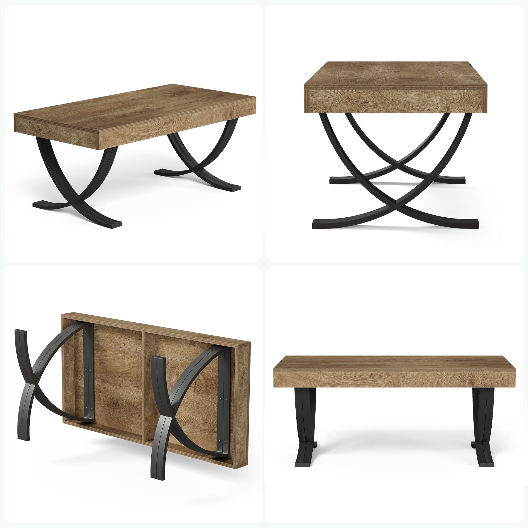 Tribesigns Table basse rectangulaire, 120 cm Table de salon style industriel avec structure en métal
