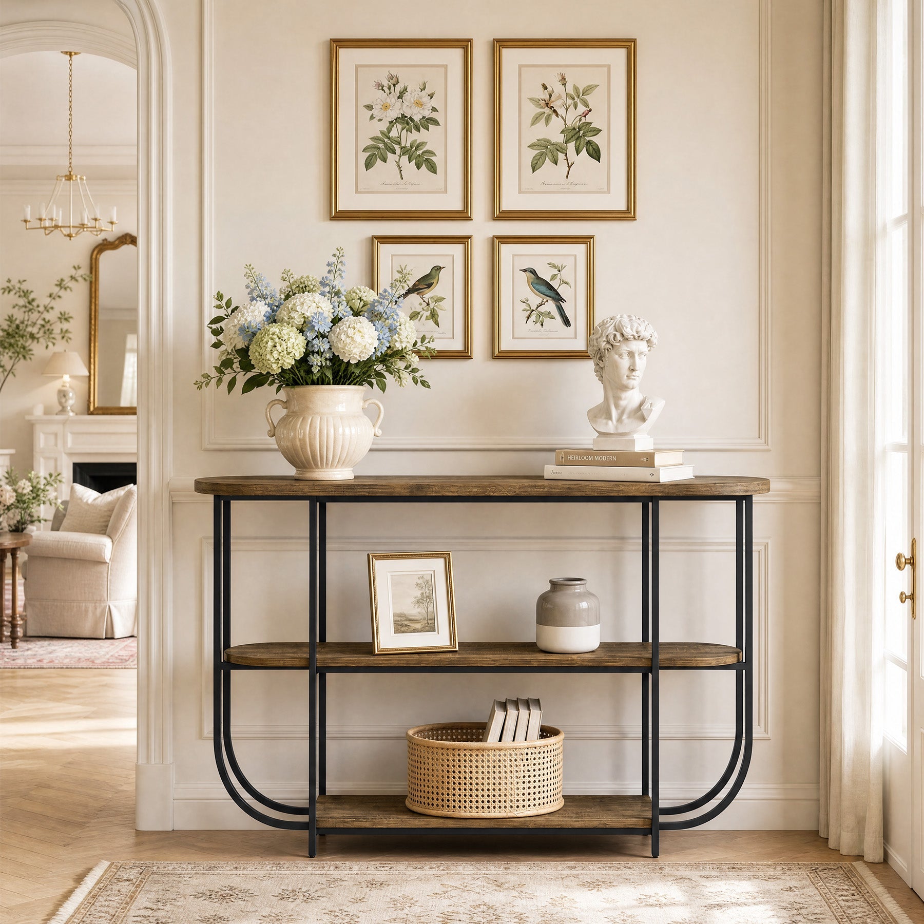 Tribesigns Console 160 cm, Table d’Entrée Étroite à 3 Niveaux avec Structure en Métal