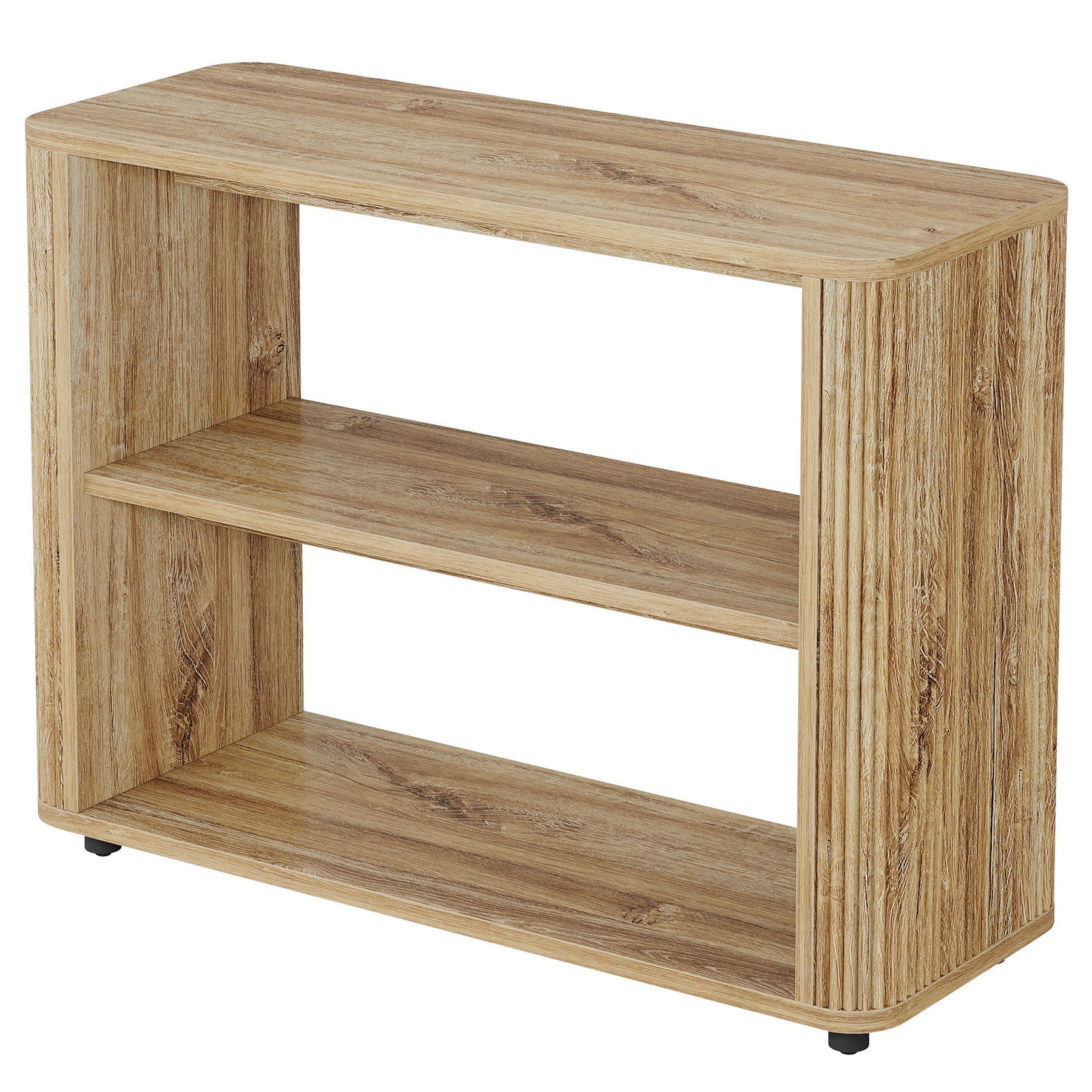 Table d'appoint étroite à 3 étagères, Table de chevet aspect bois pour petites chambres