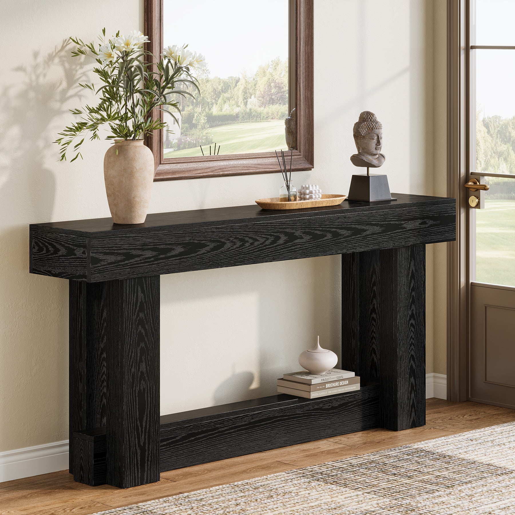 Tribesigns Table console en bois de 160 cm, Table d'entrée de ferme à 2 niveaux