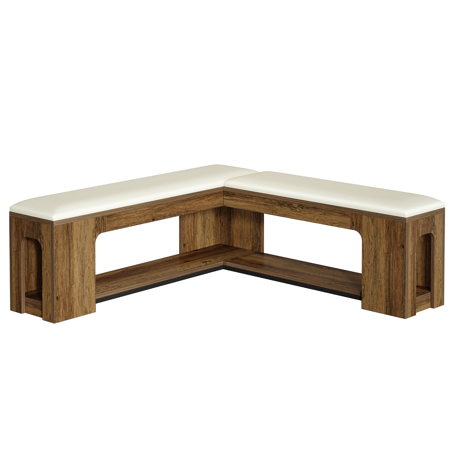 Tribesigns Banc d’Angle en L 120 cm avec Coussin, Style Rustique avec Rangement à Chaussures