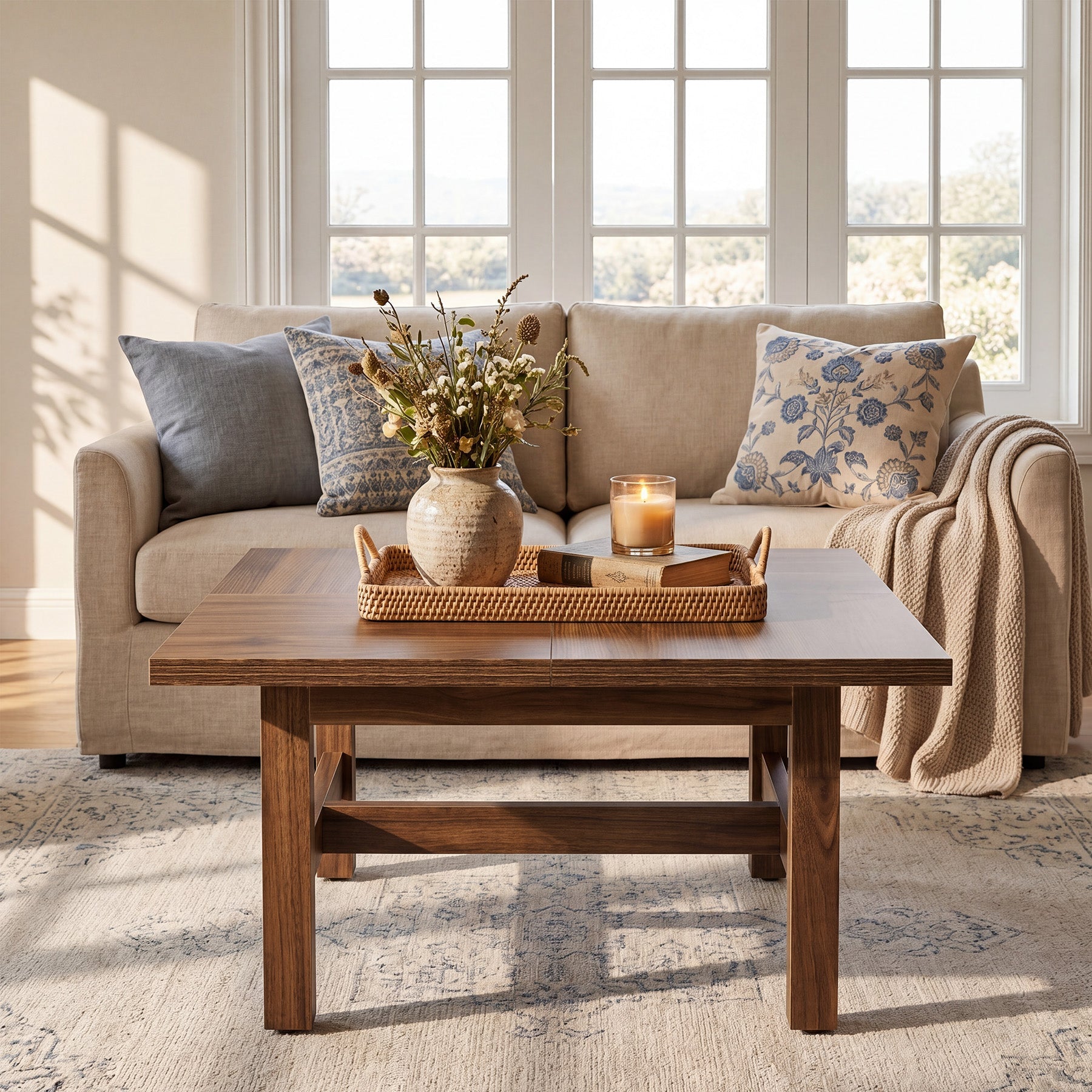 Tribesigns Table Basse Carrée 79 cm avec Pieds Robustes et Grand Plateau