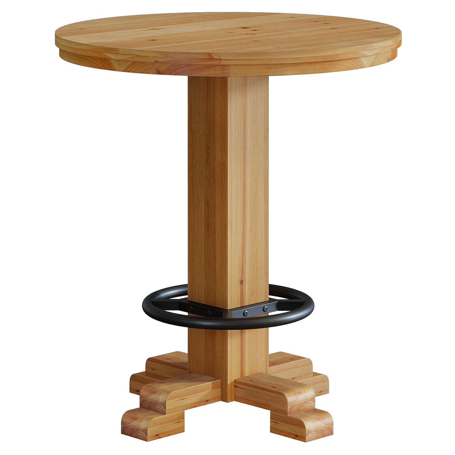 Tribesigns Table de Bar Ronde en Bois Massif, Table de Bistro Haute 95 cm