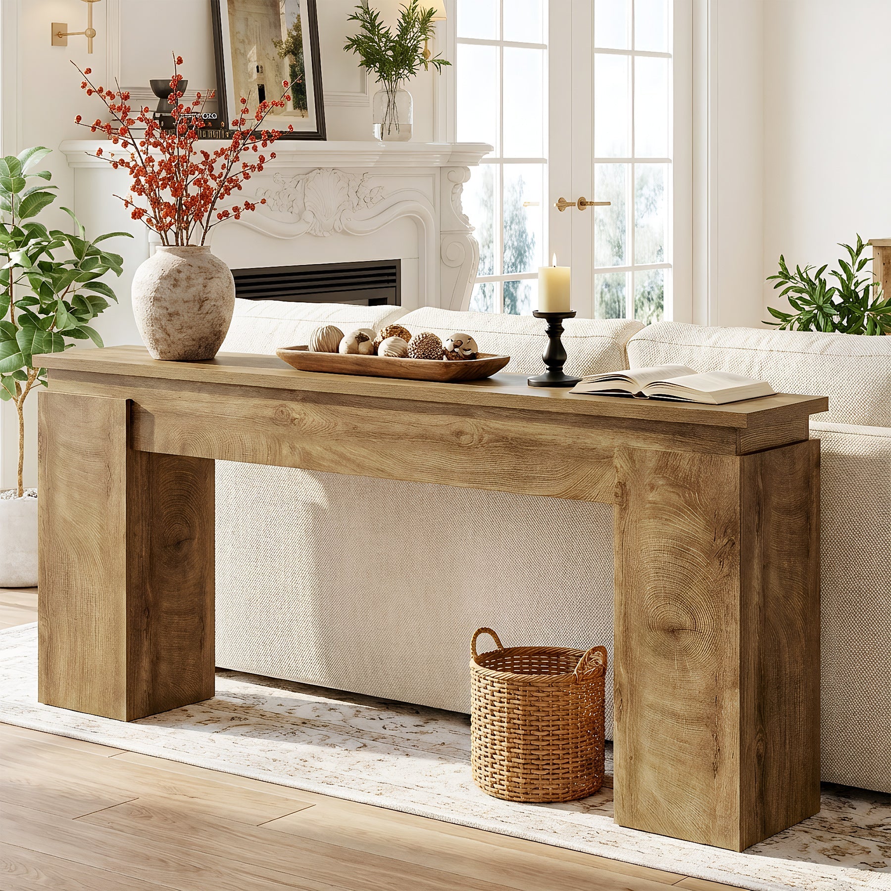 Tribesigns Smalle Console (160 cm), Haltafel of Banktafel in Boerenstijl met Opbergrek