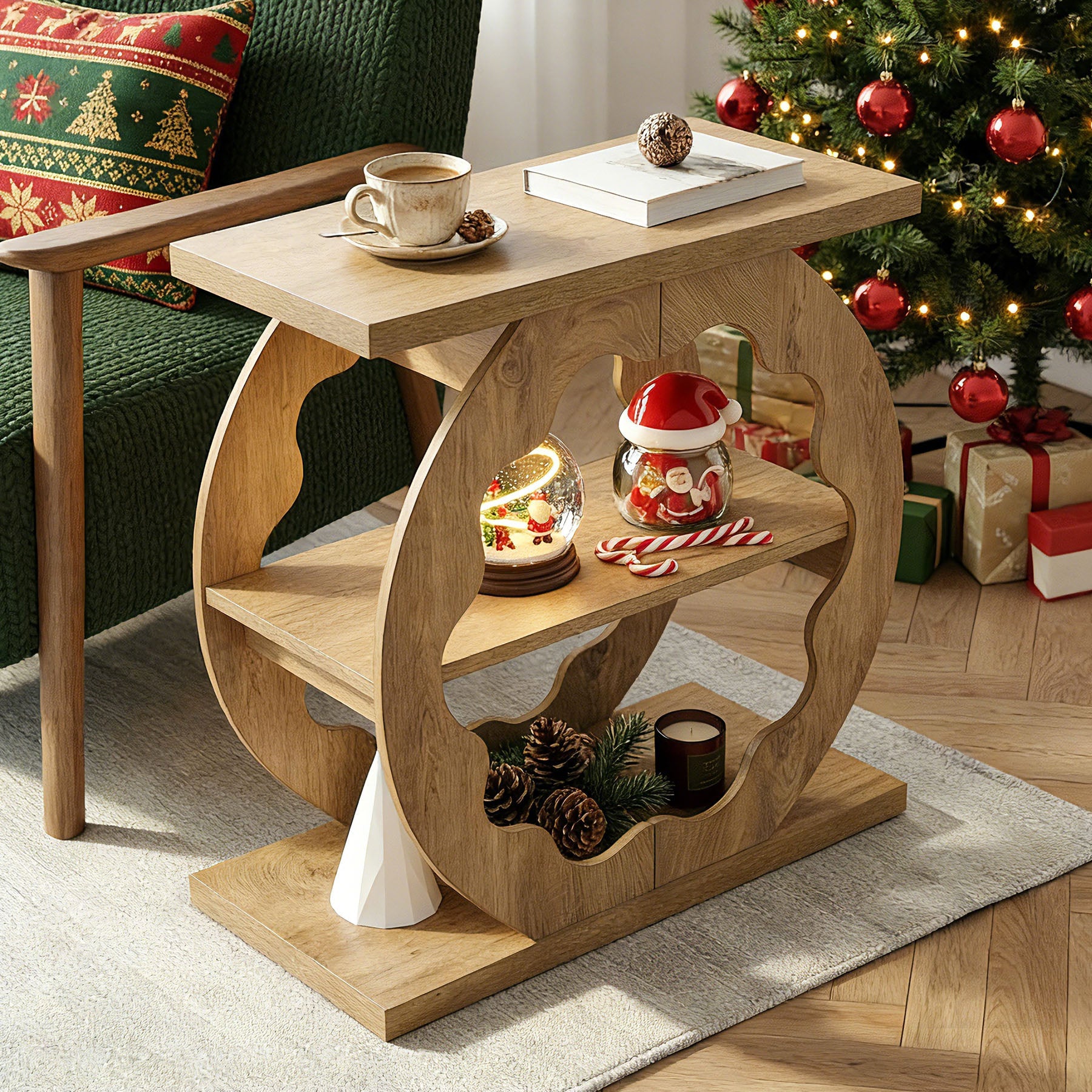 Tribesigns Table d’appoint de 60 cm à 3 niveaux avec rangement pour canapé