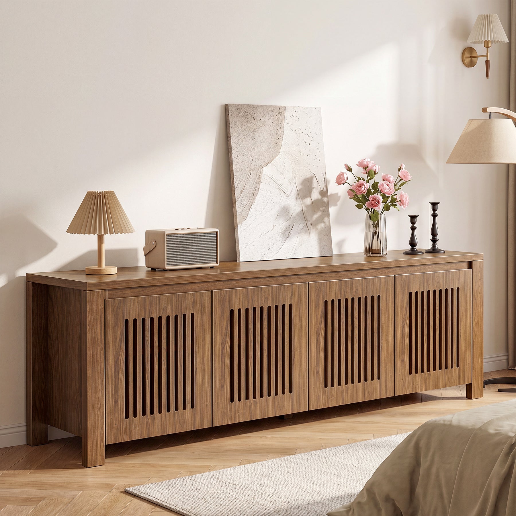 Tribesigns Meuble TV 140 cm, Meuble Bas Autoportant avec 8 Compartiments