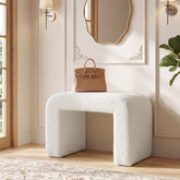 Tribesigns Pouf Rembourré en Sherpa, Tabouret de Coiffeuse Moderne en Tissu Bouclé 3