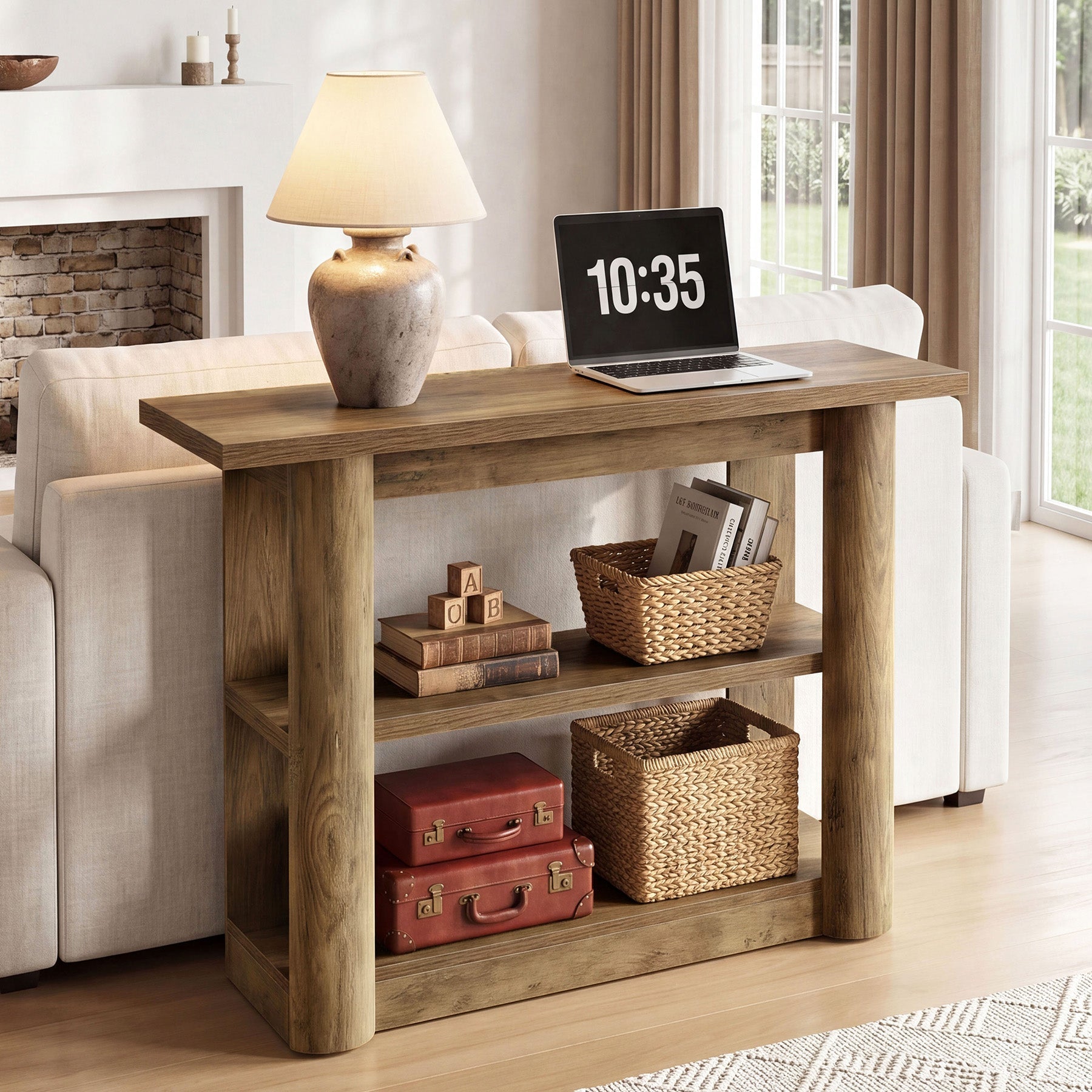 Tribesigns Console de 105 cm, Table d'entrée étroite avec 3 étagères et structure épaisse